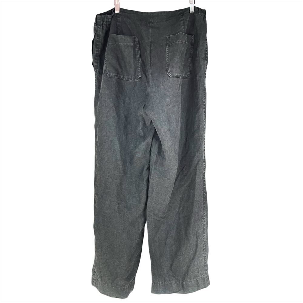 VINCE 100% Hemp Relaxed Wide-Leg Utility Pants in Dark Night Lake Black Size 14 - Picture 5 of 8